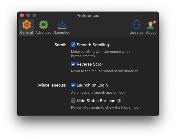 Mos settings